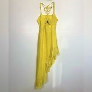 NWT Anthropologie Nirmooha Asymmetrical Ruffled Maxi Dress – Size S, Yellow